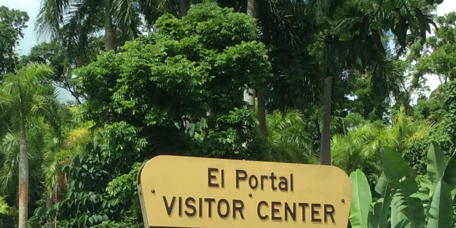 The El Portal Visitor Center sign at the forest entrance